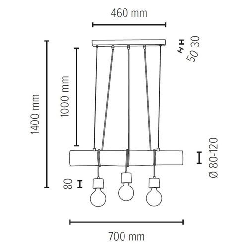 Envolight Terra Suspension Poutre Bois Clair 3 L.
