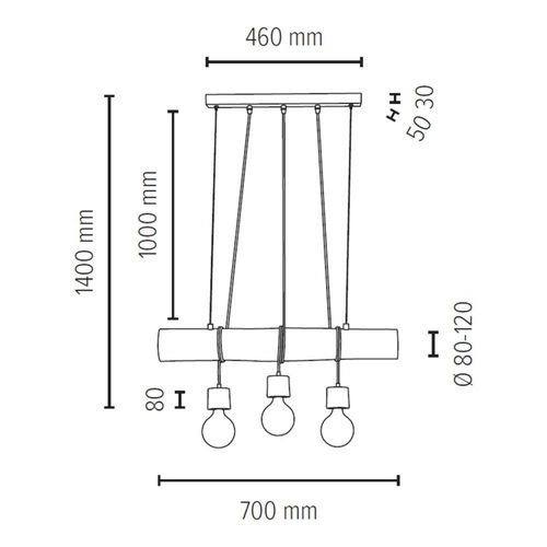 Envolight Terra Suspension Poutre Bois Foncé 3 L.