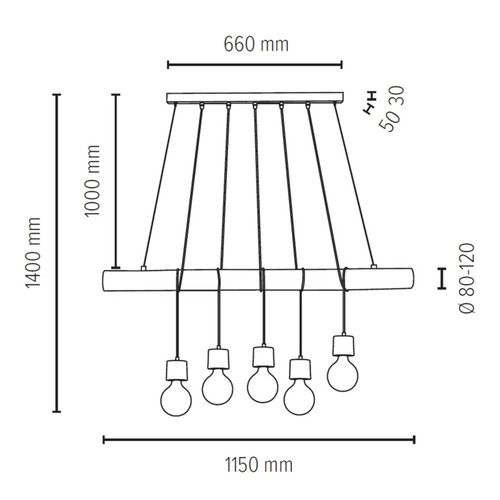 Envolight Terra Suspension Poutre Bois Foncé 5 L.
