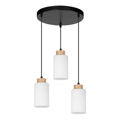 Envolight Talia Suspension Chêne/Blanc, 3 L. Ronde