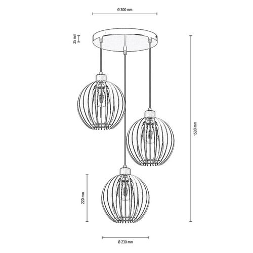 Envolight Clay Suspension Bouleau 3 Lampes Ronde