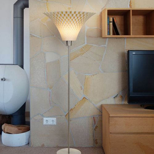 Lampadaire Tressage, Trémie, Crème-Blanc