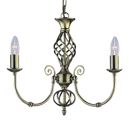 Lustre Classique Zanzibar À 3 Lampes Laiton Ancien