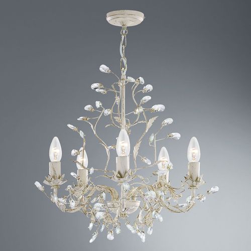 Lustre Almandite À 5 Lampes, Crème-Doré