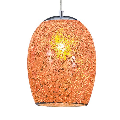 Suspension Crackle Chromée Et Orange