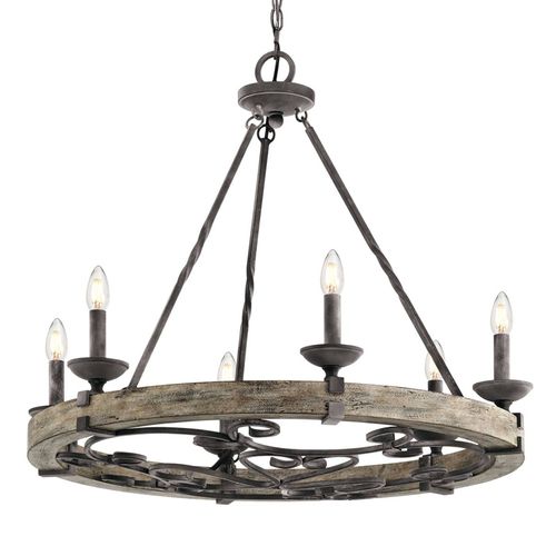 Lustre Taulbee Rustique, À Six Lampes