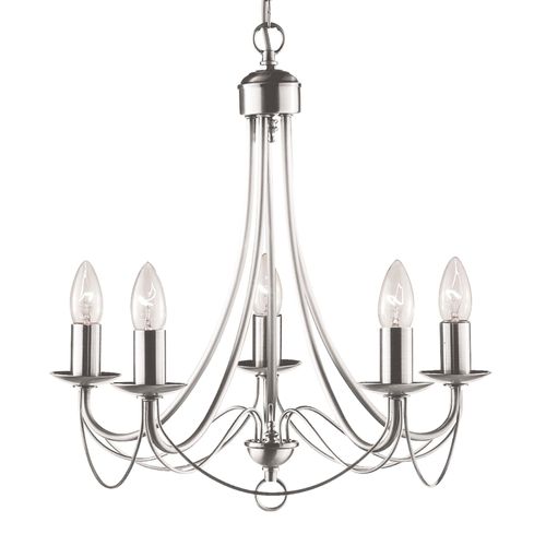 Lustre Maypole Argenté Satiné À 5 Lampes