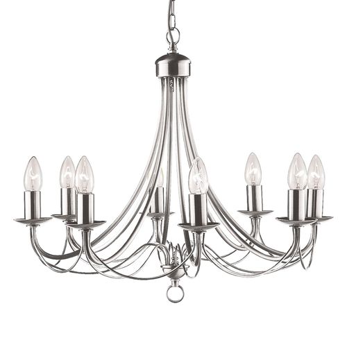 Lustre Maypole Argenté Satiné À 8 Lampes