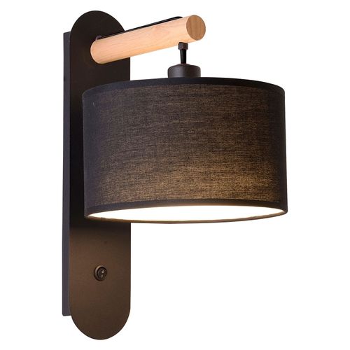 Applique Romeo Avec Abat-Jour En Tissu, Noire