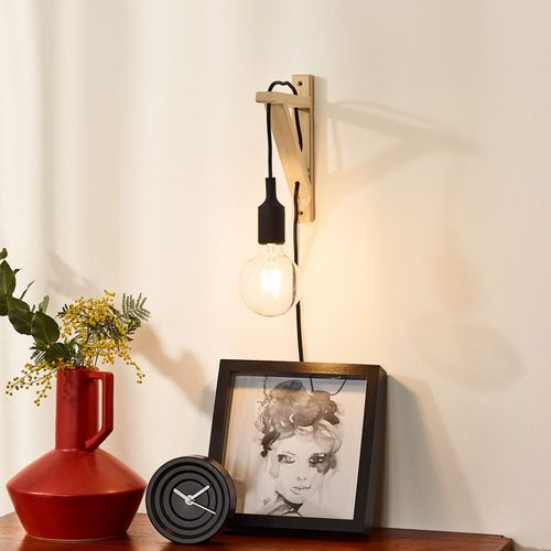Applique En Bois Fix, Douille Noire