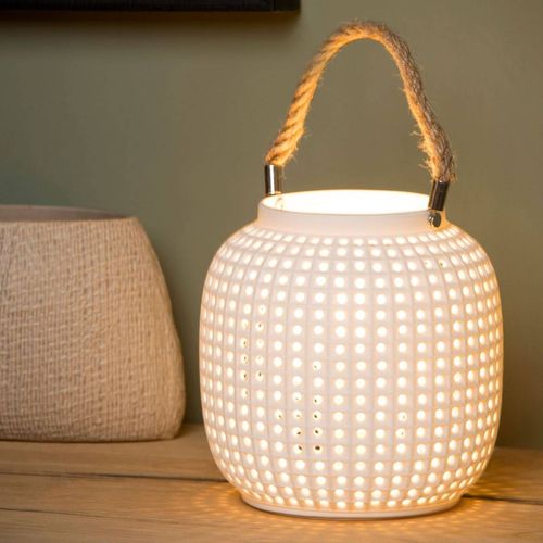 Lampe À Poser Safiya En Porcelaine, Blanc