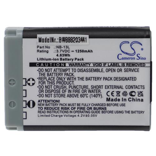 vhbw Batterie compatible avec Canon PowerShot G5 X, G1 X Mark III, G5 X Mark II, G7 X appareil photo, reflex numérique (1250mAh, 3,7V, Li-ion)