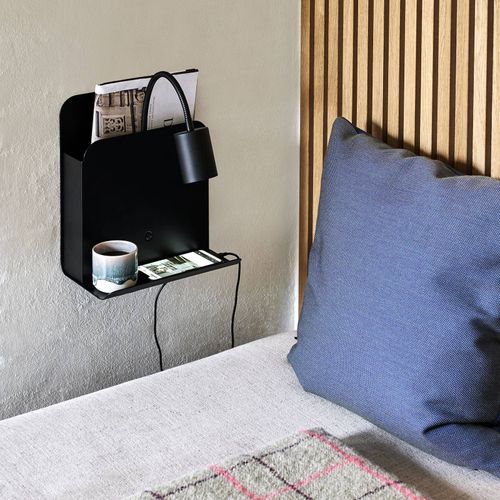 Applique Roomi Avec Tablette Et Usb, Noire