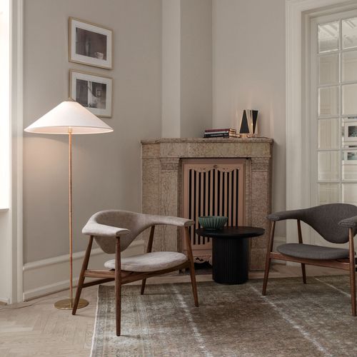 Gubi 9602 Lampadaire, Laiton, Avec Abat-Jour Toile