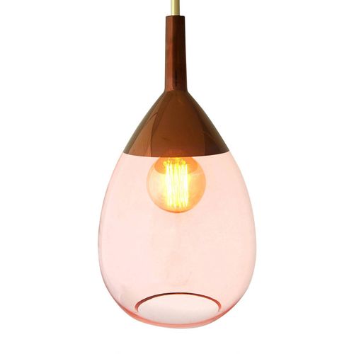 Ebb & Flow Lute Suspension Verre Rosé Avec Cuivre