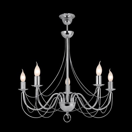 Lustre Retro, À 5 Lampes 75 Cm, Chromé