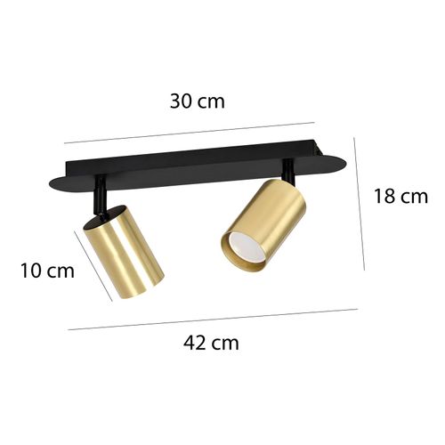 Spot Pour Plafond Zen 2, À 2 Lampes, Noir-Doré