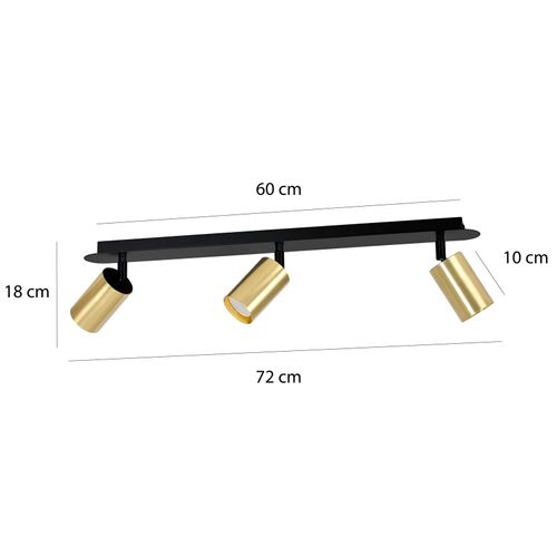 Spot Pour Plafond Zen 3 Avec 3 Spots, Noir-Doré