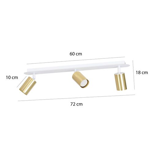 Spot Pour Plafond Zen 3 À 3 Lampes Blanc Et Doré