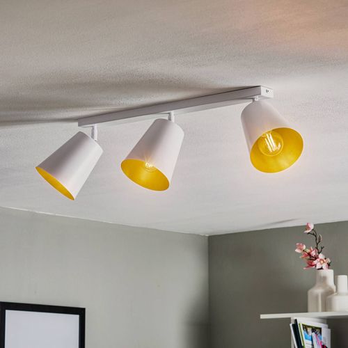 Spot Pour Plafond Prism Acier 3 Lampes, Blanc/Doré