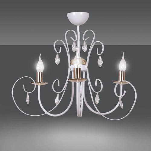 Lustre Foreman 3 À 3 Lampes, Blanc-Cuivré