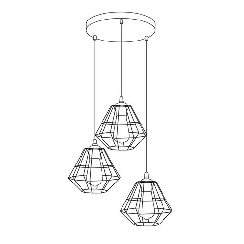 Envolight Saphir Suspension Ronde 3 Lampes Noire