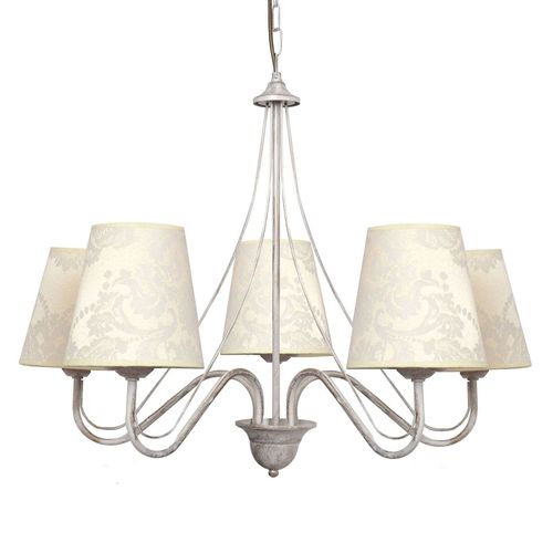Lustre Malbo À 5 Lampes Blanc Avec Abat-Jour Tissu