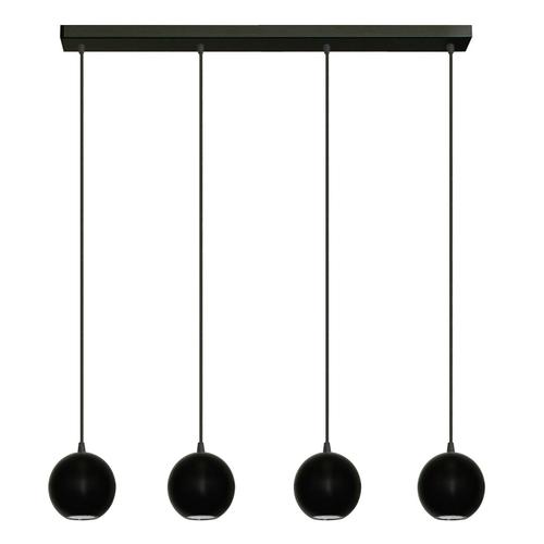 Suspension Midnight En Noir, 4 Lampes, Allongée