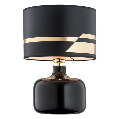 Lampe À Poser Tissu Bodo, Noire Et Dorée