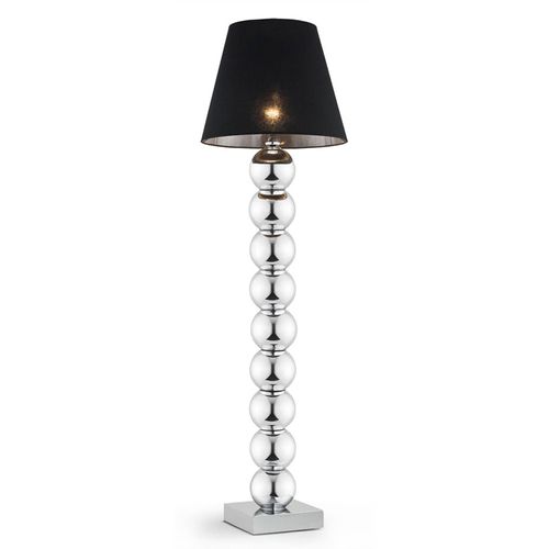 Lampadaire En Tissu Fulda Abat-Jour Noir, Chromé