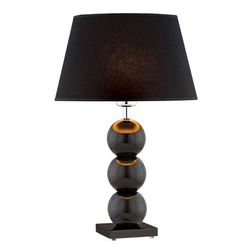 Lampe À Poser En Tissu Fulda, Décor Verre, Noire