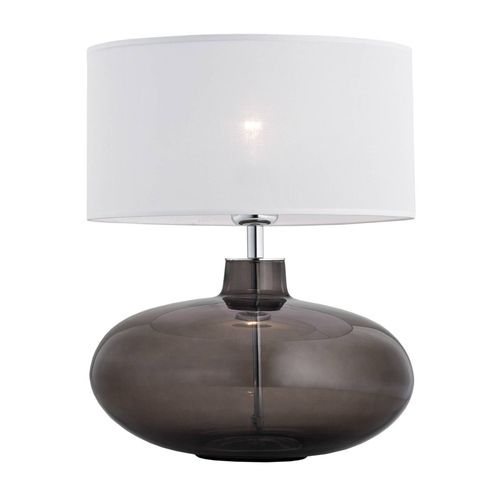 Lampe À Poser Skien Abat-Jour Blanc Pied Gris Fumé