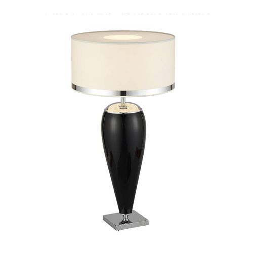 Lampe À Poser Lund Blanche Et Noire, Hauteur 70 Cm