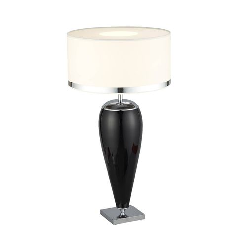 Lampe À Poser Lund Blanche Et Noire, Hauteur 60 Cm