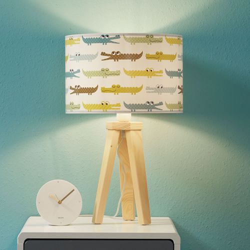 Lampe À Poser Pour Enfant Croco Colorée Avec Bois