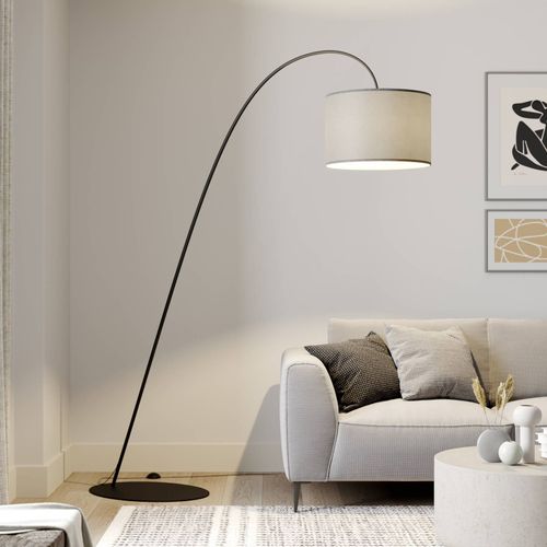 Lampadaire Arqué Alice Avec Abat-Jour Tissu Gris