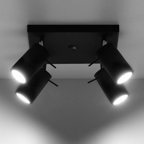 Spot Pour Plafond Round Noir Carré, 4 Lampes