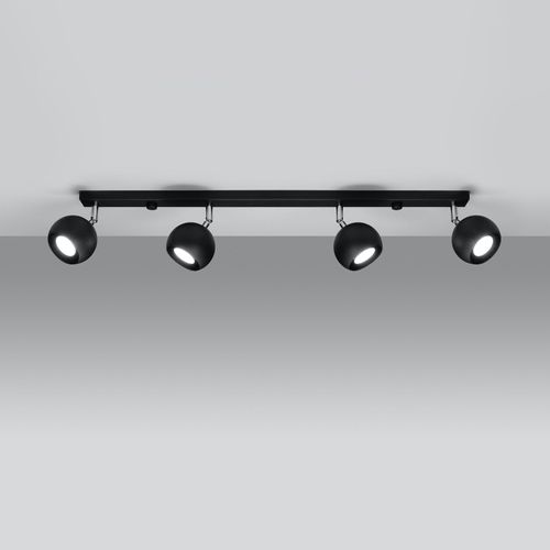 Spot Pour Plafond Flame, Noir, À Quatre Lampes