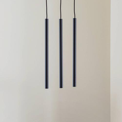 Suspension Thin Noire, À Trois Lampes, Linéaire