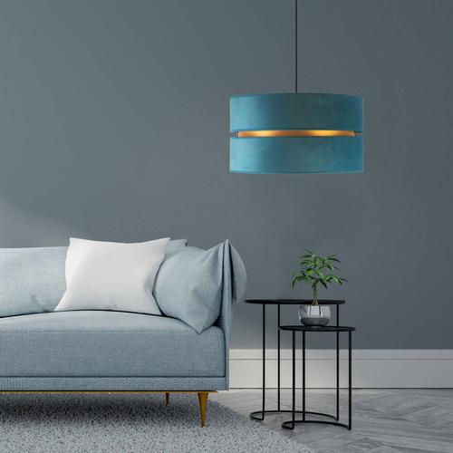 Suspension Duo, Turquoise/Dorée, Ø40 Cm, À 1 Lampe