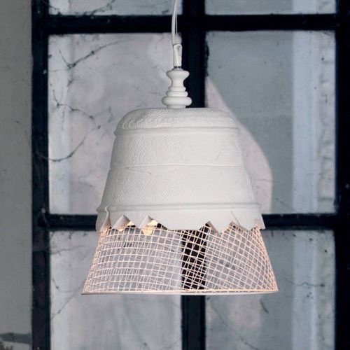 Suspension Designer Domenica Plâtre, Blanc, 35 Cm