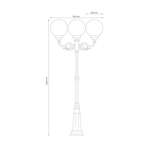 Lampadaire DExtérieur 1144, 3 Lampes, Noir/Blanc