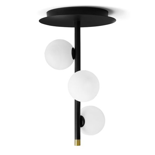 Plafonnier Pomì, À 3 Lampes Avec Sphères De Verre
