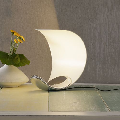 Lampe À Poser De Designer Curl Blanche/Miroir