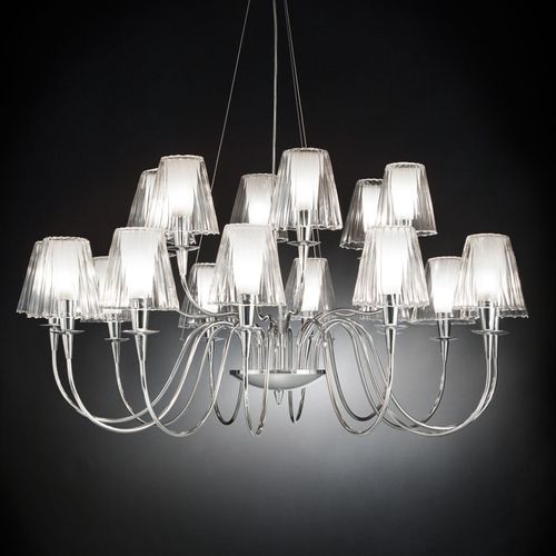 Lustre Opéra À 18 Lampes Avec Abat-Jour En Verre