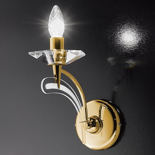 Applique Icaro 1 Lampe, Avec Verre Cristal, Or
