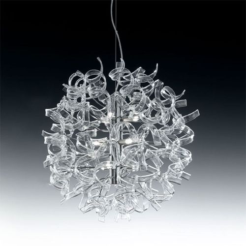 Suspension Moderne Astro, 9 Lampes, Transparente