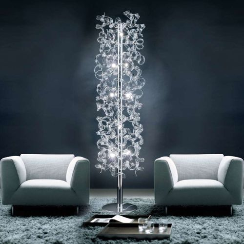 Lampadaire Crystal À Tige Recouverte