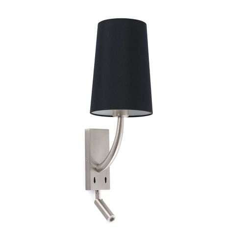Applique Rem Avec Liseuse Led, Noire/Nickel