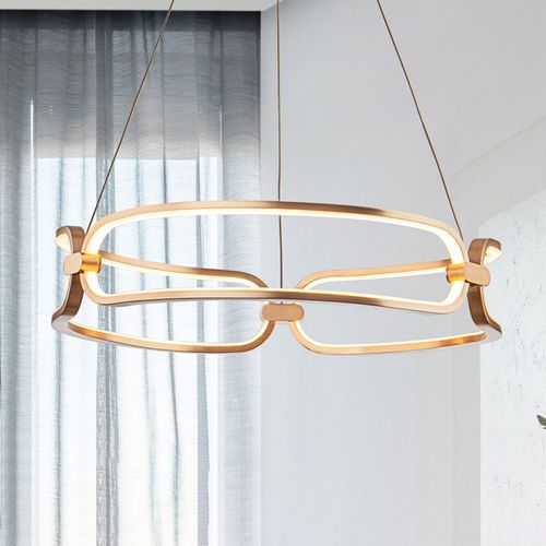 Suspension Led Colette À 3 Lampes, Dorée Rosée